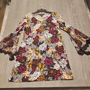 MSK Yellow and Pink Floral Dress